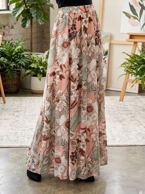 Cato Vibrant Pink & Green Floral Flowing Maxi Skirt – NWT Statement Piece 🌸
